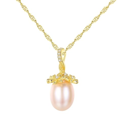 Kette Silber Damen 925, Modeschmuck Kette Lang Unendlichkeit mit Ovaler Perle Anhänger Gold von Dsnyu