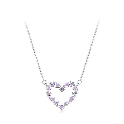 Ketten für Frauen Herz, Halskette Anhänger Silber 925 Sterling Silber Zirkonia Damen Schmuck von Dsnyu