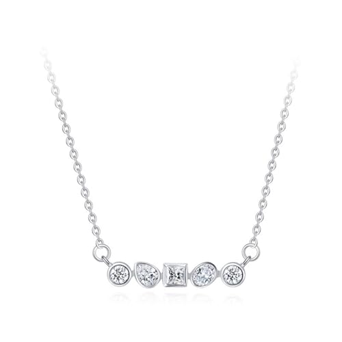 Ketten für Frauen Silber 925, Pendant Necklace Unregelmäßiger Anhänger Zirkonia Silber Damen Schmuck von Dsnyu