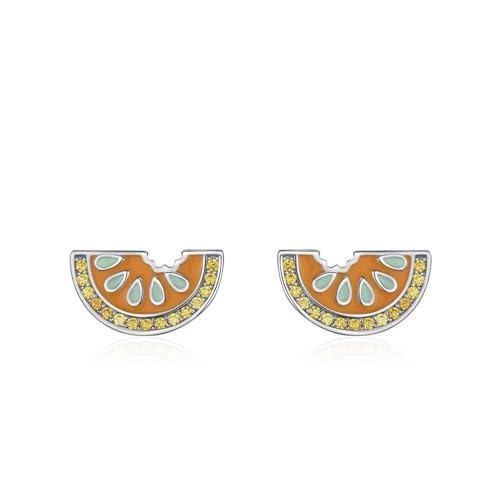 Kleine Ohrstecker Silber 925, Ohrringe Damen Orange Zirkonia Runde Form Orange Schmuck Mode Knorpel Piercing Geschenk für Geburtstag von Dsnyu