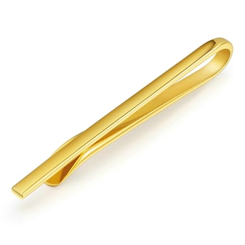 Krawattenklammer Edelstahl, Tie Clip Gold Piloshed-Clip Hemd Anzug Herren Schmuck mit Geschenkbox von Dsnyu