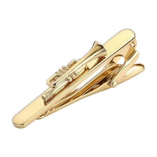 Krawattennadel Edelstahl, Tie Clip Gold Trompete Hemd Anzug Herren Schmuck für Geburtstag Hochzeit von Dsnyu