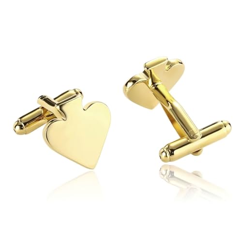 Manchettenknoepfe Herren Gold, Cufflinks Men Set Herz Edelstahl Hemd Anzug Schmuck für Geburtstag Hochzeit von Dsnyu