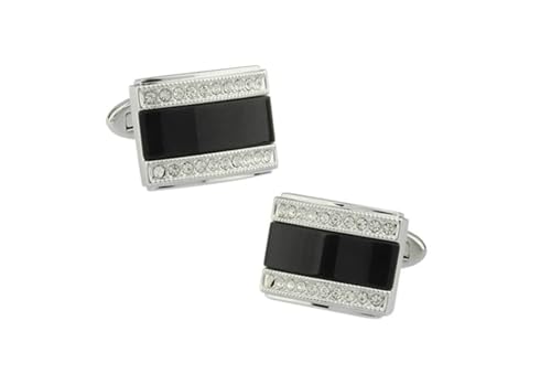 Manchettenknoepfe Herren Schwarz, Manchettenknoepfe Herren Set Rechteckiger Zirkonia Weiß Schwarz Hemd Anzug Schmuck für Geburtstag Hochzeit von Dsnyu