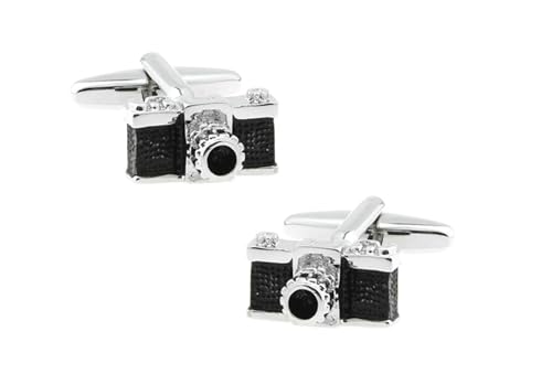 Manchettenknoepfe Schwarz, Cufflinks Shirt Kamera Elegant Hemd Anzug Herren Schmuck mit Geschenkbox von Dsnyu