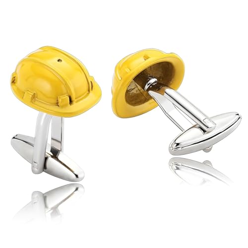 Manschettenknöpfe Edelstahl, Cufflinks Shirt Gelb Helm Hemd Anzug Herren Schmuck für Geburtstag Hochzeit von Dsnyu