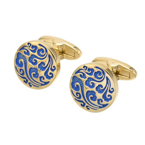 Manschettenknöpfe Herren, Manchettenknoepfe Gold Verheißungsvolles Wolkenmuster Damen Schmuck Hochzeit Blau für Hemd mit Geschenkbox von Dsnyu