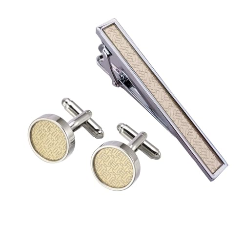 Manschettenknöpfe Krawattennadel Set, Cufflinks Shirt Labyrinth Herren Damen Schmuck Silber Gold für Hemd mit Geschenkbox von Dsnyu