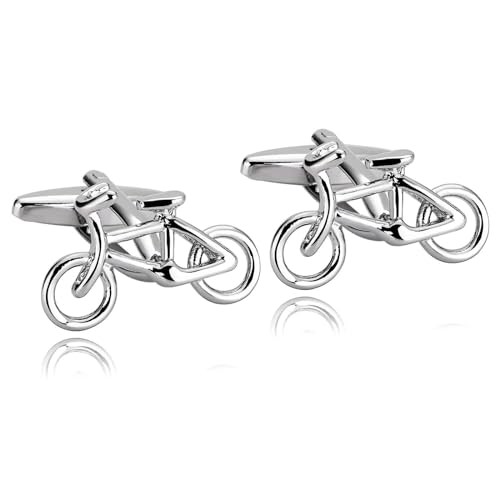 Manschettenknöpfe Silber für Herren, Manschettenknöpfe Set Fahrrad Edelstahl Hemd Anzug Schmuck für Geburtstag Hochzeit von Dsnyu