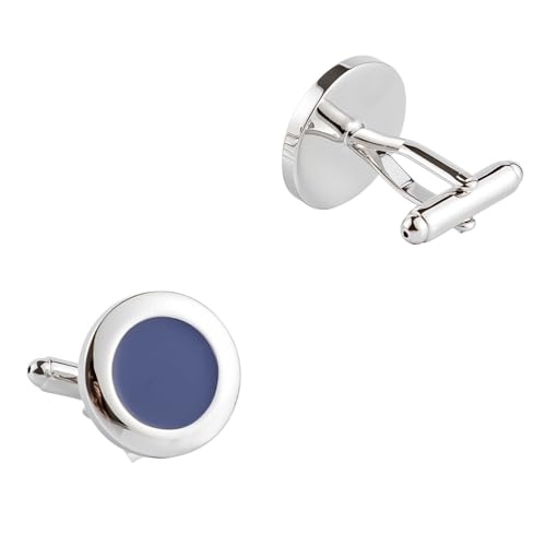 Manschettenknöpfe für Herren Silber, Manschettenknöpfe Retro Blau Einfache Runde Hemd Anzug Damen Schmuck mit Geschenkbox Manschettenknöpfe für Herren Silber, Manschettenknöpfe Retro Blau Einfache Runde Hemd Anzug Damen Schmuck mit Geschenkbox von Dsnyu