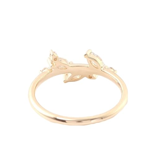 Moissanite Ring, Damen Ringe Vintage Blätter Hochzeitsringe 9K Gelbgold Mode Klassiker Größe 66 (21.0) von Dsnyu