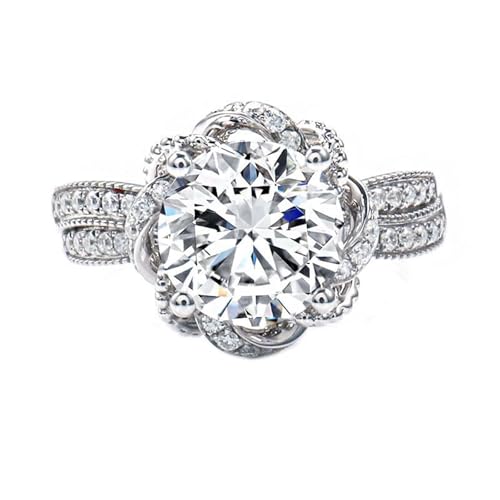 Moissanite Ring, Trauringe Frauen 4 Zinken Weißgold Ehering Platin Mode Klassiker Größe 47 (15.0) von Dsnyu