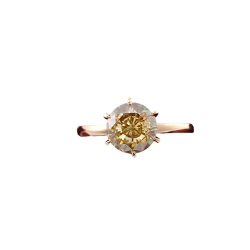 Moissanite Ring, Wedding Ring Damen 9 Karat Gelbgold Solitaire-Runde Modeschmuck Größe 54 (17.2) von Dsnyu
