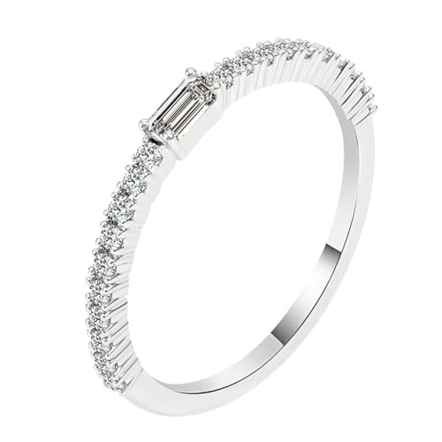 Moissanite Ring Damen, Eheringe Damen 9K Weißgold Dünn mit Rechteckigem Moissanit Geburtstagsgeschenk Größe 61 (19.4) von Dsnyu