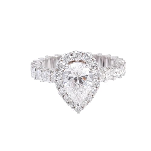 Moissanite Ring Damen, Eternity Ring Klassiker Weißgold Hochzeitsringe Platin Größe 52 (16.6) von Dsnyu