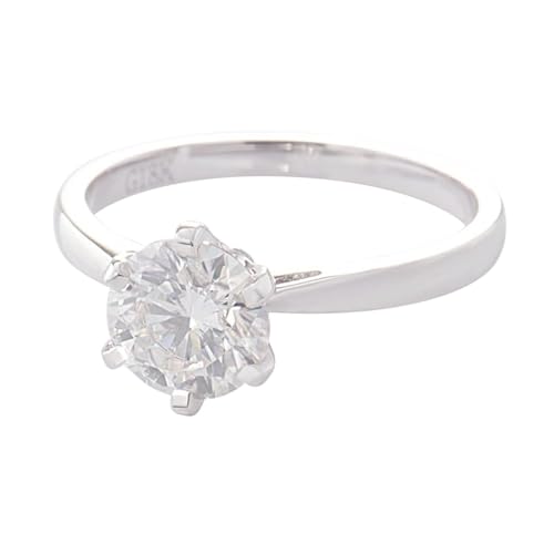 Moissanite Ring Damen, Promise Ring Solitär 6 Zinken Trauringe Weißgold Geburtstagsgeschenk Größe 47 (15.0) von Dsnyu
