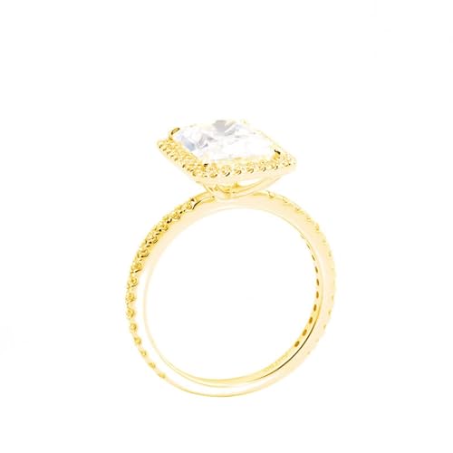 Moissanite Ring Damen, Verlobungsringe Rechteck Ehering 18 Karat Gelbgold Zum Valentinstag Größe 67 (21.3) von Dsnyu