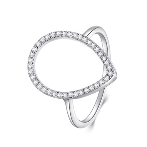 Moissanite Ringe, Ring Weißgold 375 9K Gold Elegante Träne Damen Schmuck Geschenk für Geburtstag Größe 49 (15.6) von Dsnyu