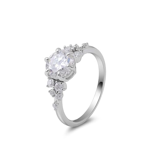 Moissanite Ringe, Wedding Ring for Women 9 Karat Weißgold Runden Geburtstagsgeschenk Größe 61 (19.4) von Dsnyu
