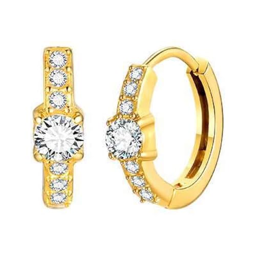Ohrringe Creolen Gold, Damen Ohrringe Edelstahl Hallow mit Runder Form Weißem Zirkonia Schmuck Ohrringe Creolen Gold, Damen Ohrringe Edelstahl Hallow mit Runder Form Weißem Zirkonia Schmuck von Dsnyu