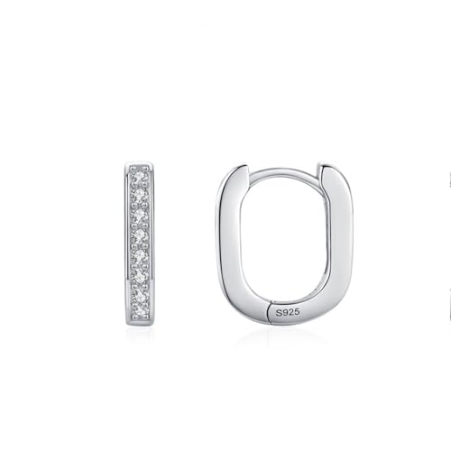 Ohrringe Creolen Silber 925, Ohrringe Silber U-Form mit Zirkonia Damen Schmuck Mode Knorpel Piercing Geschenk für Geburtstag von Dsnyu