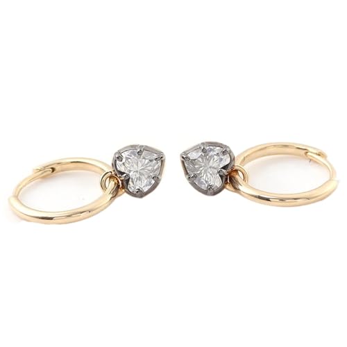 Ohrringe Damen Creolen, Modeschmuck Ohrringe 9 Karat Gelbgold Herzförmig Moissanit Modeschmuck von Dsnyu