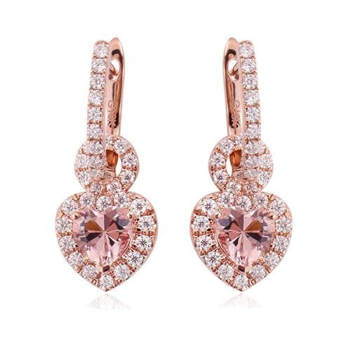 Ohrringe Damen Hängend Modeschmuck, Modeschmuck Ohrringe 18 Karat Roségold Herz Morganit für Ehefrau Mutter von Dsnyu