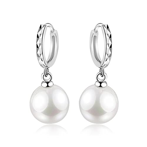 Ohrringe Damen Perlen, Damen Ohrringe Set Silber Vintage-Muster mit Perlen Ohr Creolen Runde Form Geschenk für Frau Mutter 32mm Ohrringe Damen Perlen, Damen Ohrringe Set Silber Vintage-Muster mit Perlen Ohr Creolen Runde Form Geschenk für Frau Mutter 32mm von Dsnyu