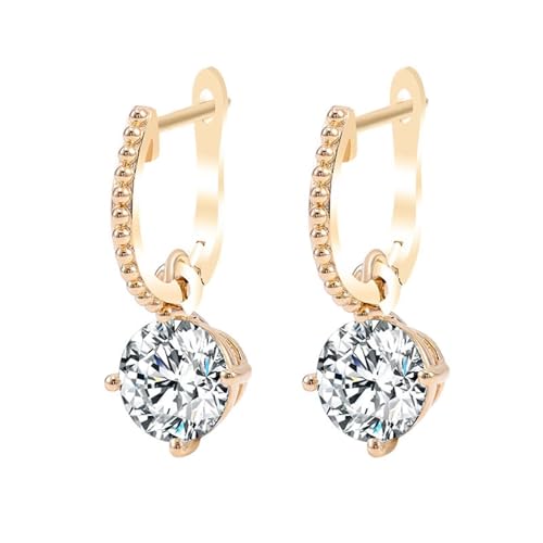 Ohrringe Gold 585 Echtgold, Damen Ohrringe Anhänger Ohrstecker Moissanit Modeschmuck für Ehefrau Mutter von Dsnyu