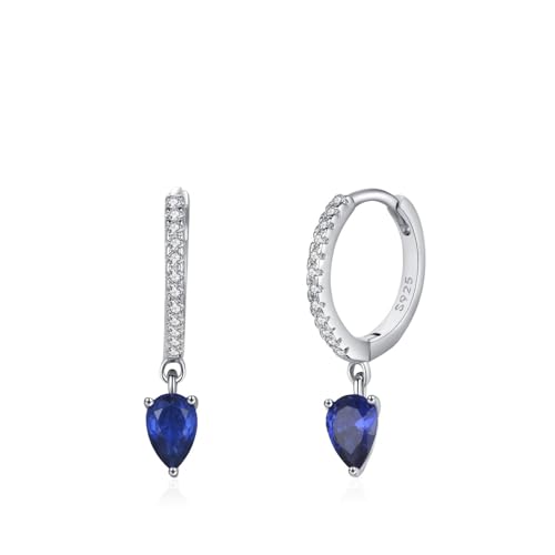 Ohrringe Hängend 925 Silber, Ohrringe Damen Altmodisch, Wassertropfen Zirkonia Birnenform Silberblau Schmuck von Dsnyu