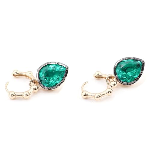 Ohrringe Hängend Damen, Schmuck Damen Ohrringe 9 Karat Gelbgold Birnenförmig Im Labor Hergestellter Smaragd für Ehefrau Mutter von Dsnyu