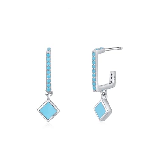 Ohrringe Silber 925 Hängend, Ohrringe Hochzeit Braut Vintage Geometrisch Türkis Runde Form Silberblau Damen Schmuck von Dsnyu