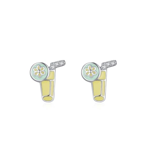 Ohrringe Silber 925 Stecker, Ohrringe Damen Saft Zirkonia Runde Form Silbergelb Schmuck Mode Knorpel Piercing Geschenk für Geburtstag von Dsnyu