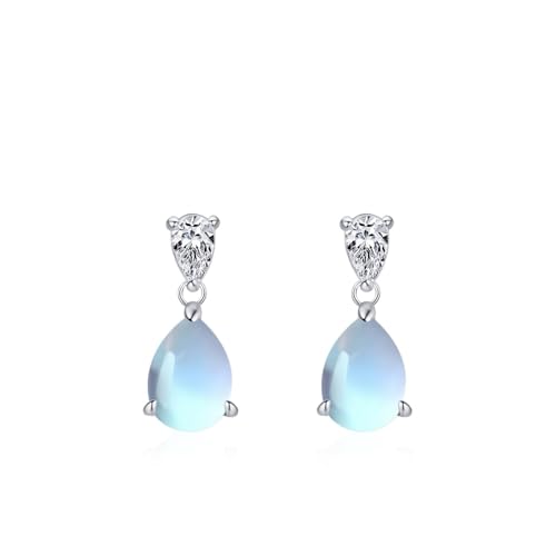 Ohrringe Silber 925 Stecker, Ohrringe Hochzeit Braut Wassertropfen Mondstein Birnenform Silberblau Damen Schmuck von Dsnyu