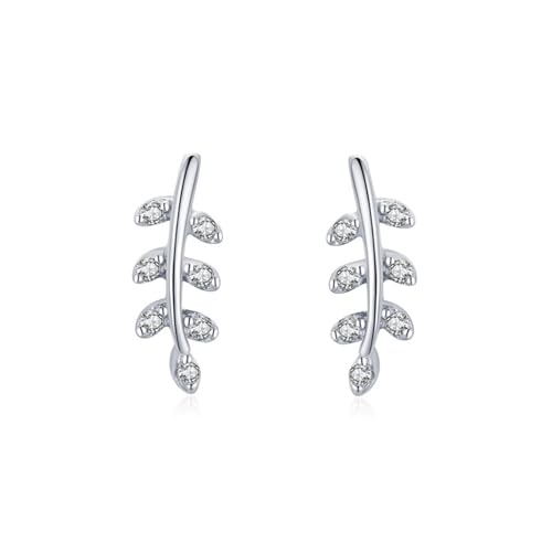 Ohrringe Silber 925 Stecker, Ohrringe Silber Blätter Zirkonia Runde Form Damen Schmuck Mode Knorpel Piercing Geschenk für Geburtstag von Dsnyu