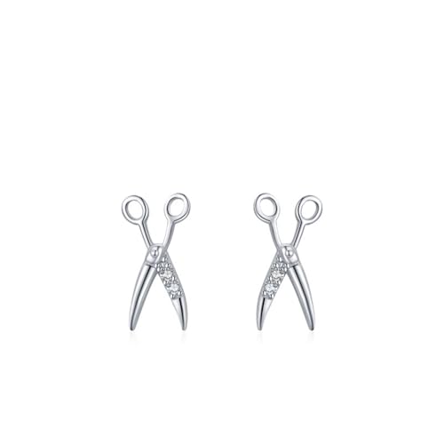 Ohrringe Silber 925 Stecker, Ohrringe Silber Elegant Schere Zirkonia Runde Form Damen Schmuck von Dsnyu