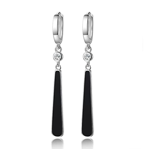 Ohrringe Zirkonia, Ohrringe Damen Modeschmuck Schwarz Bar Weiß Vergoldet Ohrringe Hängend Runde Form Geschenk für Frau Mutter 55mm von Dsnyu