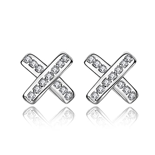 Ohrstecker Damen Kreuz, Hochzeit Ohrringe Set Silber Zirkon Modeschmuck Runde Form Ohr Tragus für Festival 10mm Ohrstecker Damen Kreuz, Hochzeit Ohrringe Set Silber Zirkon Modeschmuck Runde Form Ohr Tragus für Festival 10mm von Dsnyu