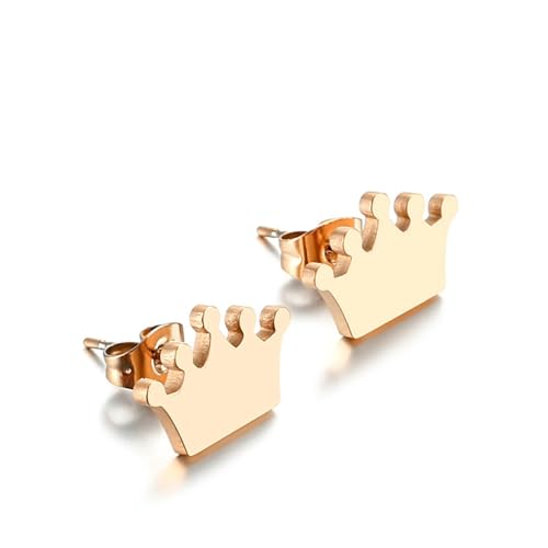 Ohrstecker Rosegold, Schmuck Damen Ohrringe Edelstahl Kronenform Ohr Piercings Jahrestag Geschenk von Dsnyu