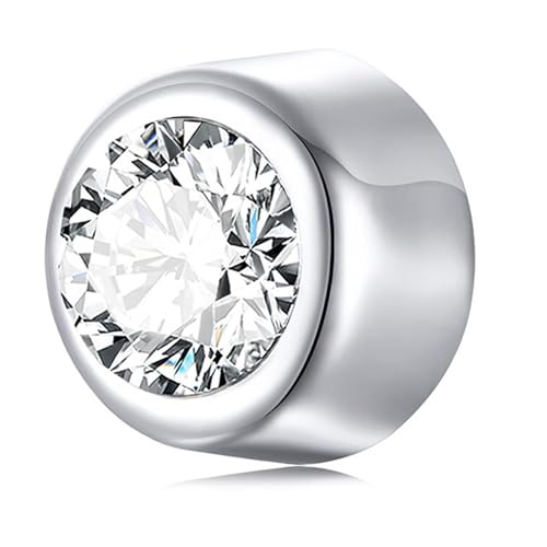 Ohrstecker Silber, Damen Ohrringe Edelstahl Hip Hop Fake Ohrringe mit Solitär Runder Form Weißer Zirkonia Schmuck 1 Stück Ohrstecker Silber, Damen Ohrringe Edelstahl Hip Hop Fake Ohrringe mit Solitär Runder Form Weißer Zirkonia Schmuck 1 Stück von Dsnyu