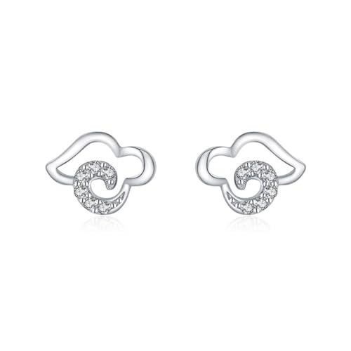 Ohrstecker Silber 925, Ohrringe Silber Hochzeit Hohle Wolke Zirkonia Runde Form Damen Schmuck von Dsnyu