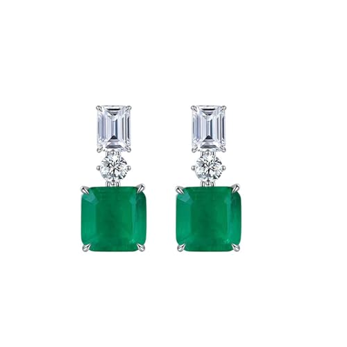 Ohrstecker Silber 925 Damen, Damen Ohrringe Elegant Quadrat mit 7,9 ct Synthetischem Smaragd Silbergrün für Ehefrau Mutter Ohrstecker Silber 925 Damen, Damen Ohrringe Elegant Quadrat mit 7,9 ct Synthetischem Smaragd Silbergrün für Ehefrau Mutter von Dsnyu