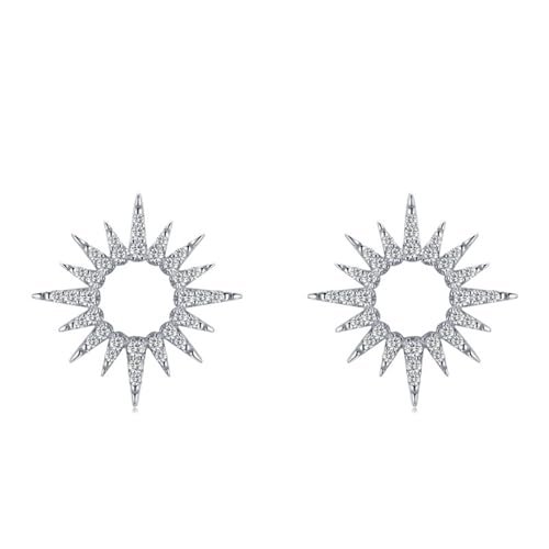Ohrstecker Silber 925 Damen, Ohrringe Silber Elegant Blume Zirkonia Runde Form Schmuck Mode Knorpel Piercing Geschenk für Geburtstag von Dsnyu