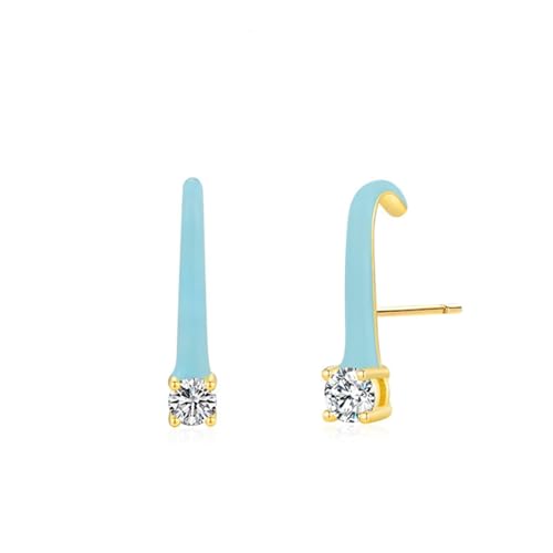 Ohrstecker Silber 925 Klein, Ohrringe Hochzeit Braut Geometrischer Solitär Zirkonia Runde Form Goldblau Damen Schmuck von Dsnyu
