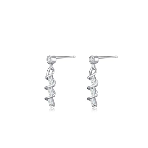 Ohrstecker Silber 925 Klein, Ohrringe Hochzeit Silber Geometrisch Zirkonia Rechteckige Form Damen Schmuck von Dsnyu