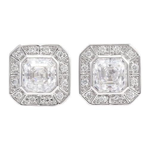 Ohrstecker Weissgold, Ohrringe Damen Modeschmuck 9K Weißgold Elegant Moissanit Geburtstagsgeschenk von Dsnyu