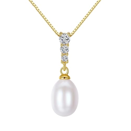 Perlen Halskette Damen, Silber Halskette 925 mit Zirkonia Anhänger Schmuck Mode Elegant Geburtstag Geschenk Weiß Perlen Halskette Damen, Silber Halskette 925 mit Zirkonia Anhänger Schmuck Mode Elegant Geburtstag Geschenk Weiß von Dsnyu