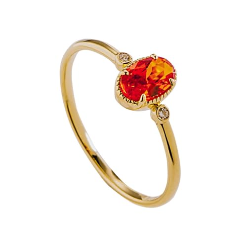 Promise Ring Damen, Ehering 9K Gelbgold mit Ovalem Zirkonia und Rundem Moissanit Schmuck Größe 54 (17.2) von Dsnyu