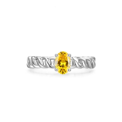 Promise Ring Silber, Damen Ringe Vintage 925 Sterling Silber Kettenschmuck mit Ovalem Zirkon Größe 54 (17.2) von Dsnyu