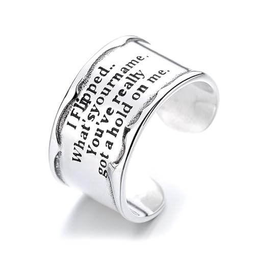Promise Ring Silber 925, Damen Ringe Vintage Breiter Hip Hop Silber Schmuck Größe Verstellbar von Dsnyu